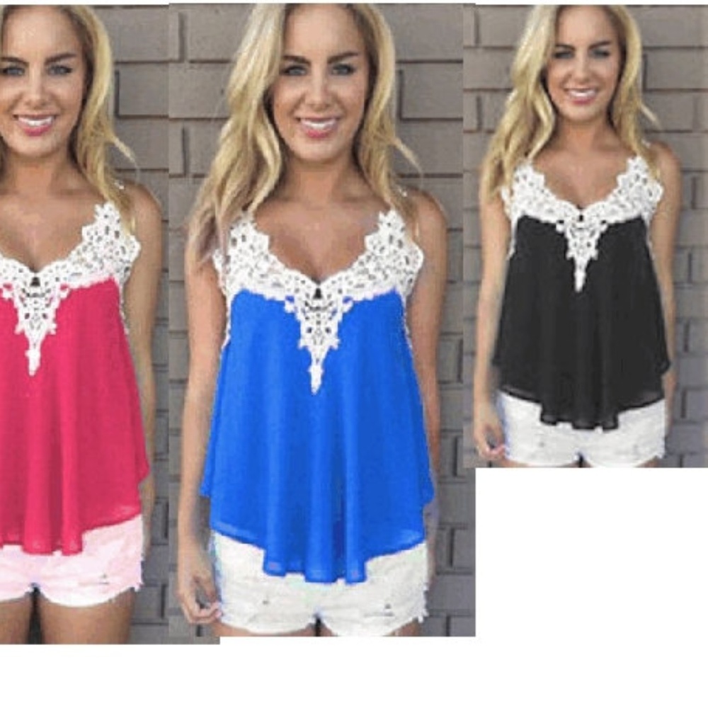 5/$25 New Black White lace sleeveless Blouse Top Shirt